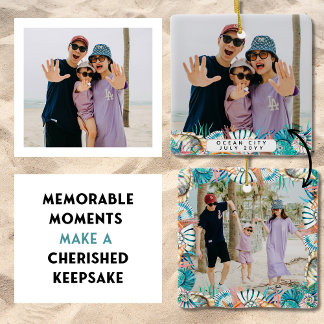 Beach Vacation Memories Family Keepsake Shell Ceramic Ornament