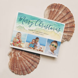 Beach Vacation Merry Christmas Photo Holiday Card