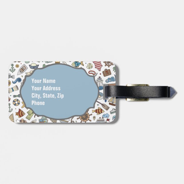 Beach Vacation, Nautical Themed Luggage Tag (Back Horizontal)