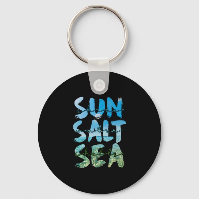 Beach Vacation Ocean Waves Sun Summer Fun Holiday  Key Ring (Front)