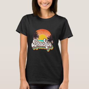 Beach Vacation Sand Sun Palm Tree Leopard Summer V T-Shirt