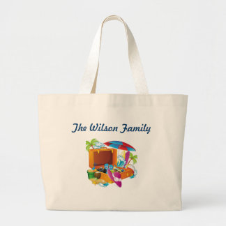 Beach Vacation Suitcase Large Tote Bag