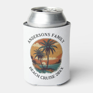 Beach Vacation Tropical Palm Tree Family Reunion Can Cooler