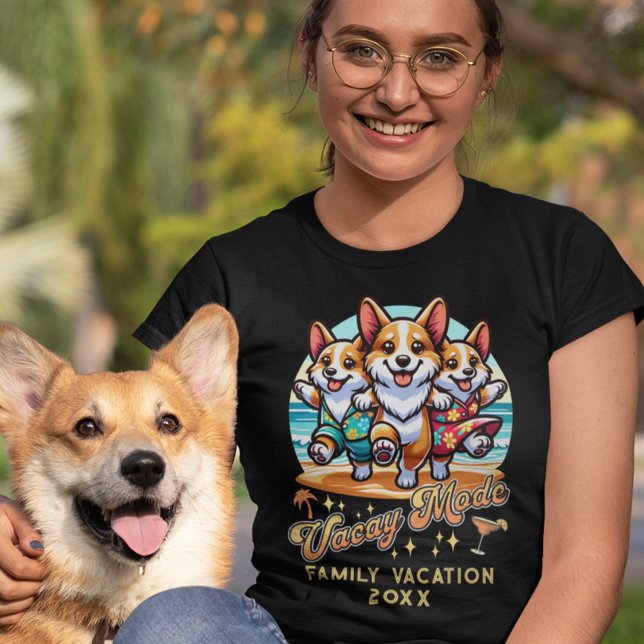 Beach Vacay Mode Funny Corgis Family Vacation T-Shirt (Creator Uploaded)