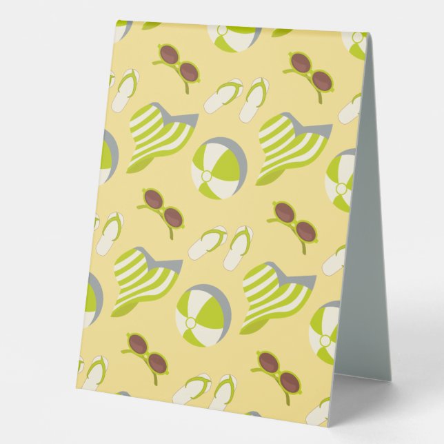 Beach vacay pattern with sunglasses and sun hat (Front)