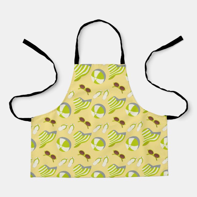 Beach vacay pattern with sunglasses and sun hat  apron (Front)