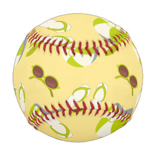 Beach vacay pattern with sunglasses and sun hat baseball