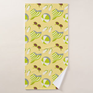 Beach vacay pattern with sunglasses and sun hat  bath towel