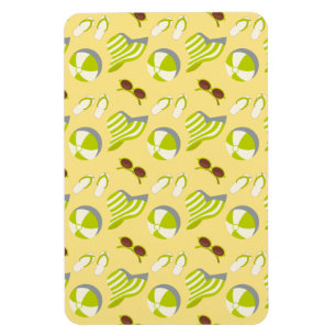 Beach vacay pattern with sunglasses and sun hat magnet