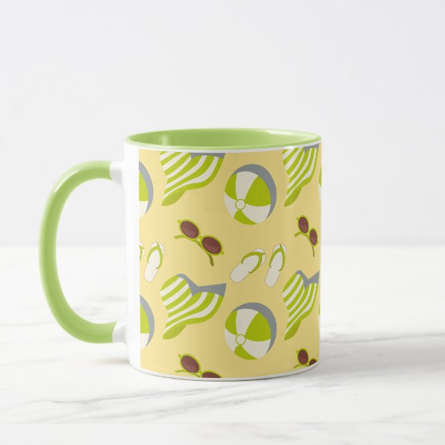 Beach vacay pattern with sunglasses and sun hat  mug (Left)