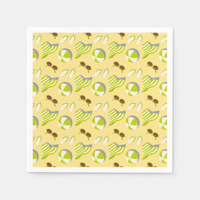 Beach vacay pattern with sunglasses and sun hat napkin (Front)