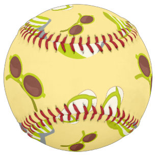Beach vacay pattern with sunglasses and sun hat softball