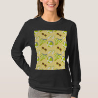 Beach vacay pattern with sunglasses and sun hat T