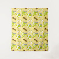 Beach vacay pattern with sunglasses and sun hat t