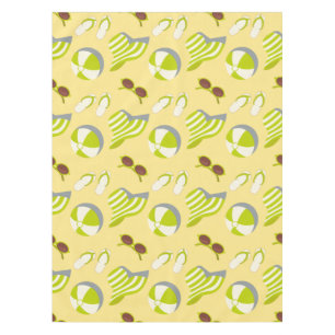 Beach vacay pattern with sunglasses and sun hat  tablecloth