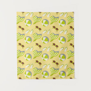 Beach vacay pattern with sunglasses and sun hat tapestry