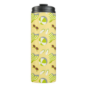 Beach vacay pattern with sunglasses and sun hat thermal tumbler