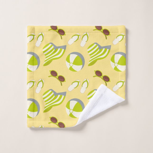 Beach vacay pattern with sunglasses and sun hat wash cloth (Wash Cloth)