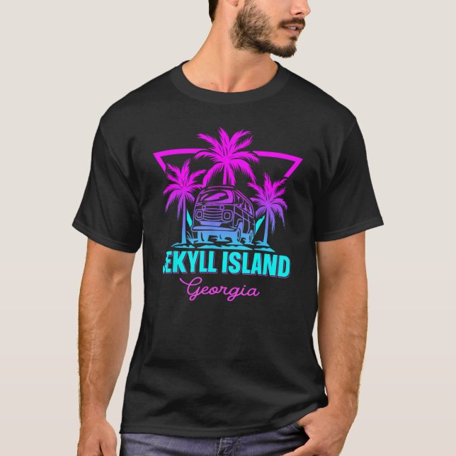 Beach Vaporwave Vacation Souvenir Jekyll Island T-Shirt (Front)