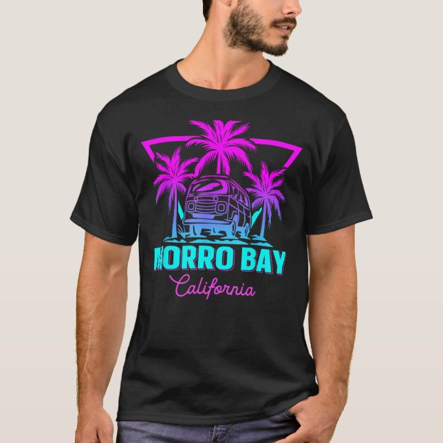 Beach Vaporwave Vacation Souvenir Morro Bay T-Shirt (Front)