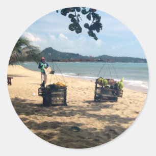 Beach Vendings ... Lamai Beach, Koh Samui Island Classic Round Sticker
