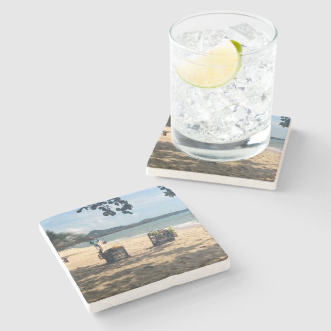Beach Vendings ... Lamai Beach, Koh Samui Island Stone Coaster (Side)