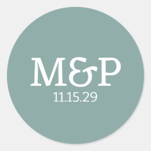 Beach Vibe Initials Teal Classic Round Sticker