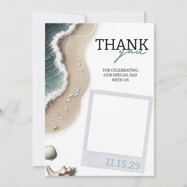 Beach Vibe Photo Thank You Card (Front)