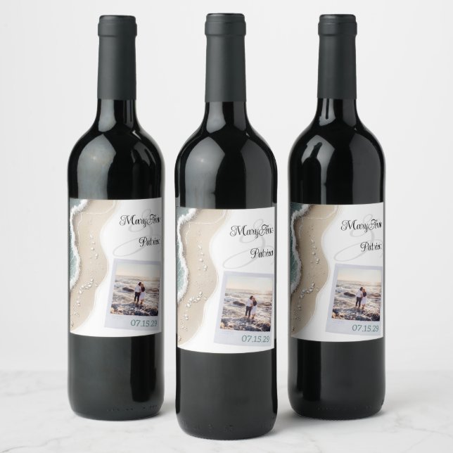 Beach Vibe Photo Wine Label (Bottles)
