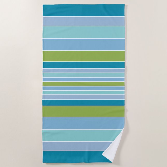 Beach Vibe Stripes in Blues Beach Towel (Front)