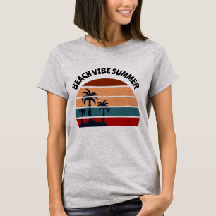 Beach Vibe Summer Women's Palm Tree Sunset T-Shirt