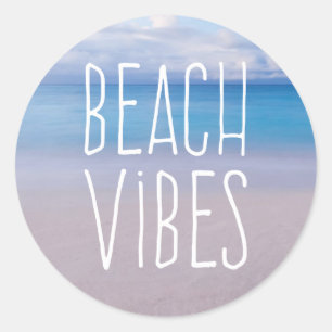 Beach Vibes Beautiful Ocean Beach Round Sticker