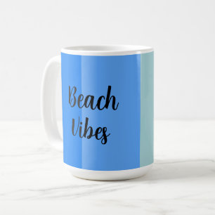 Beach Vibes, Blue Stripes Coffee Mug
