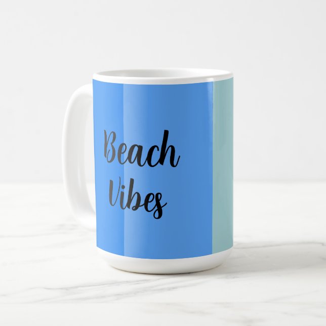 Beach Vibes, Blue Stripes Coffee Mug (Front Left)