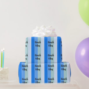 Beach Vibes, Blue Stripes Wrapping Paper