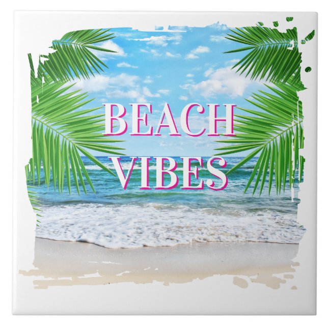 Beach Vibes Ceramic Tile (Front)