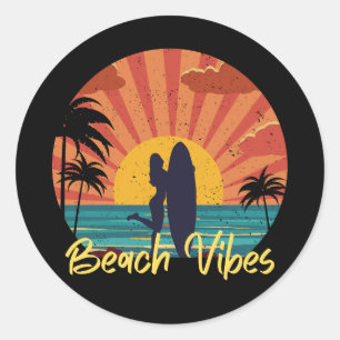 Beach Vibes Classic Round Sticker