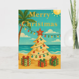 Beach Vibes Cute Message Inside Custom Christmas  Card