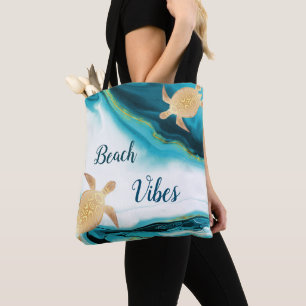 Beach Vibes Elegant Turtles Tote Bag