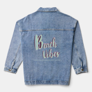 Beach Vibes Fun Summer Graphic Cool Blue Denim Jacket