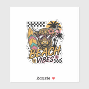 Beach Vibes Highland Cow Summer Vector Art_1