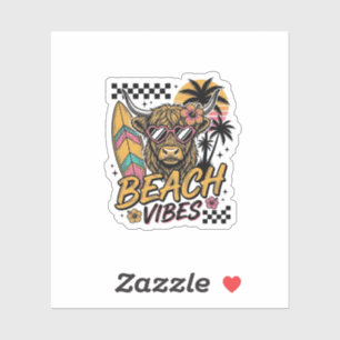 Beach Vibes Highland Cow Summer Vector Art_1
