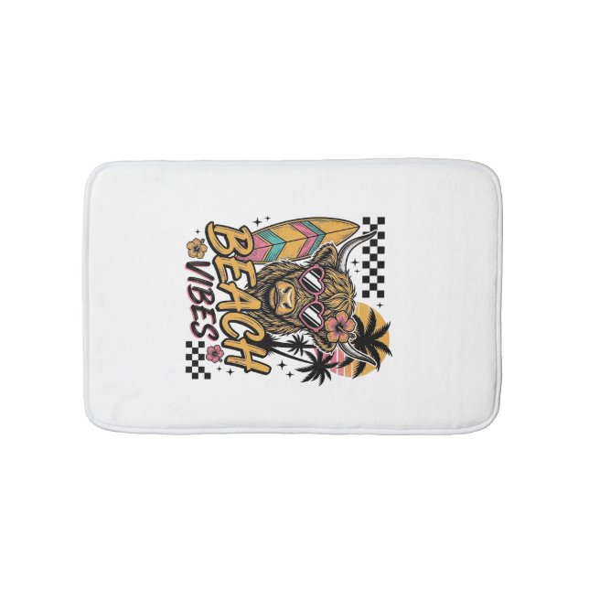 Beach Vibes Highland Cow Summer Vector Art_1 Bath Mat (Front)