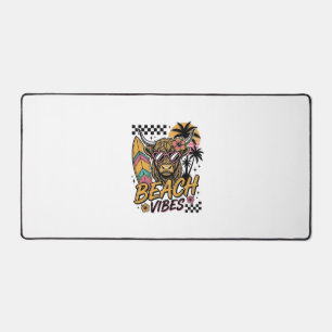 Beach Vibes Highland Cow Summer Vector Art_1 Desk Mat