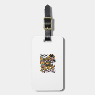 Beach Vibes Highland Cow Summer Vector Art_1 Luggage Tag