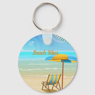 Beach Vibes Keychain, Basic Button Keychain