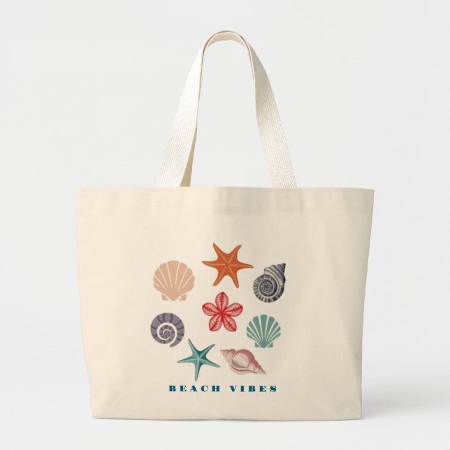 Beach Vibes Large Tote Bag (Front)