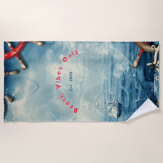 Beach Vibes Nautical Beach Towel