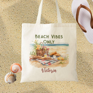 Beach Vibes Only Personalised Beach Tote Bag