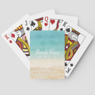 Beach Vibes Only Watercolor Ocean + Beach Playing Cards
